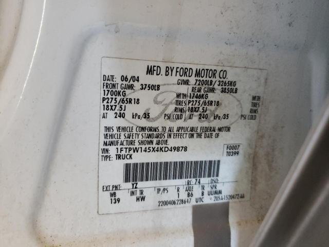 Photo 10 from auction – 2004 FORD F150 SUPER with VIN 1FTPW145X4KD49878