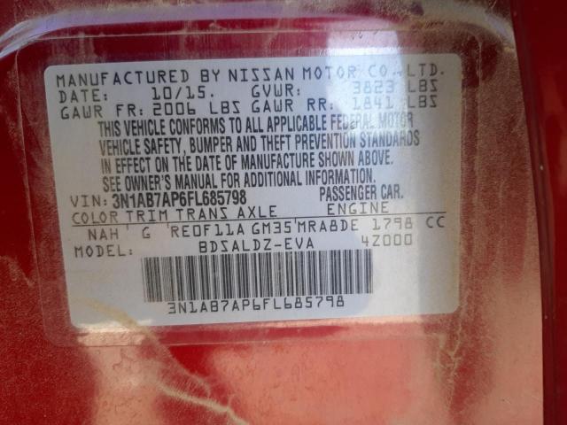 Photo 10 from auction – 2015 NISSAN SENTRA S with VIN 3N1AB7AP6FL685798