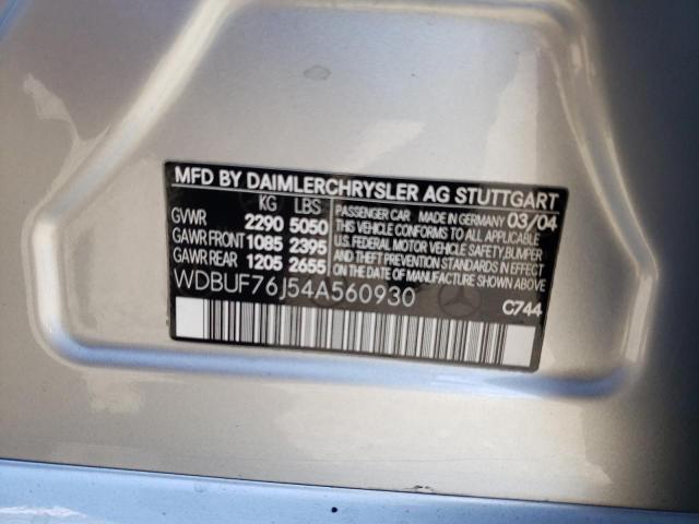 Photo 10 from auction – 2004 MERCEDES-BENZ E 55 AMG with VIN WDBUF76J54A560930