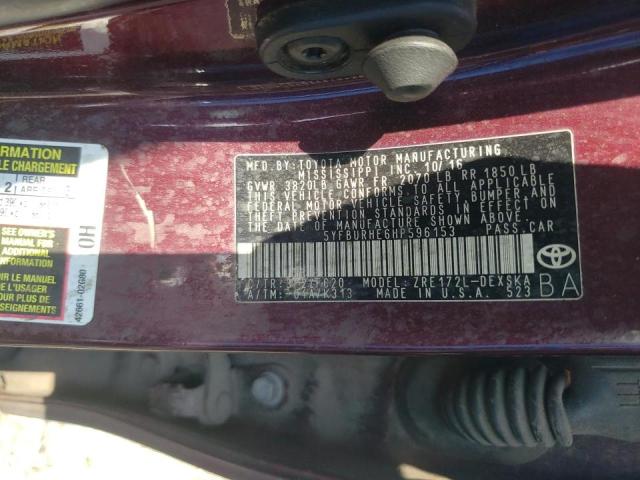 Photo 10 from auction – 2017 TOYOTA COROLLA L with VIN 5YFBURHE6HP596153