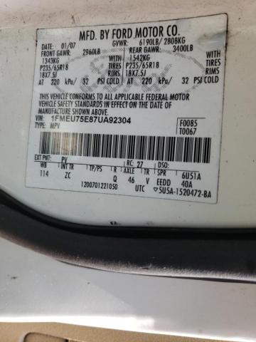 Photo 10 from auction – 2007 FORD EXPLORER L with VIN 1FMEU75E87UA92304