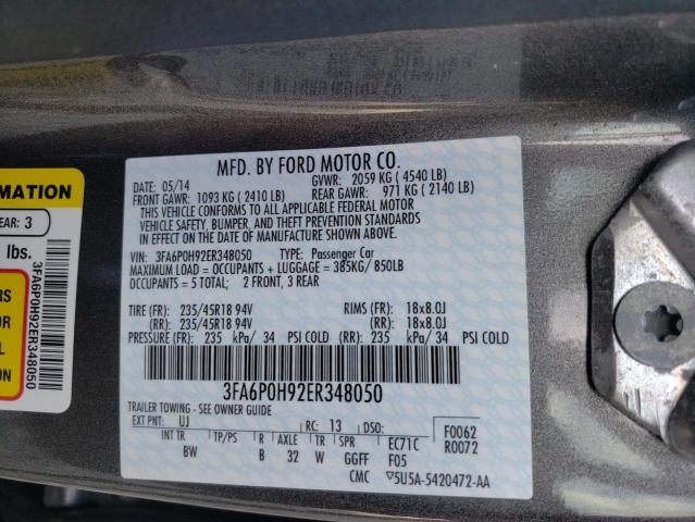 Photo 10 from auction – 2014 FORD FUSION SE with VIN 3FA6P0H92ER348050