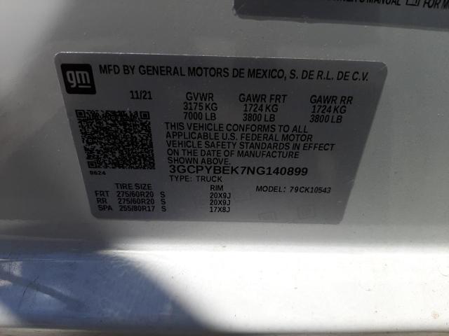 Photo 10 from auction – 2022 CHEVROLET SILVERADO with VIN 3GCPYBEK7NG140899