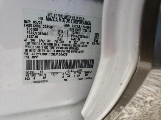 Photo 10 from auction – 2002 MAZDA TRIBUTE LX with VIN 4F2YU08112KM50638