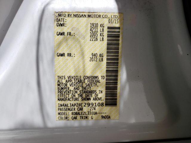 Photo 10 from auction – 2015 NISSAN ALTIMA 2.5 with VIN 1N4AL3AP2FC299108