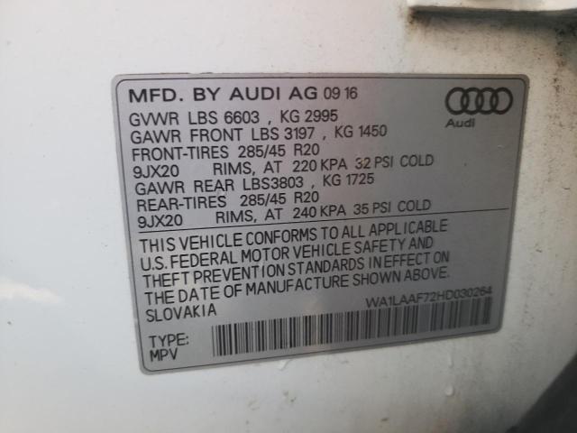 Photo 10 from auction – 2017 AUDI Q7 PREMIUM with VIN WA1LAAF72HD030264