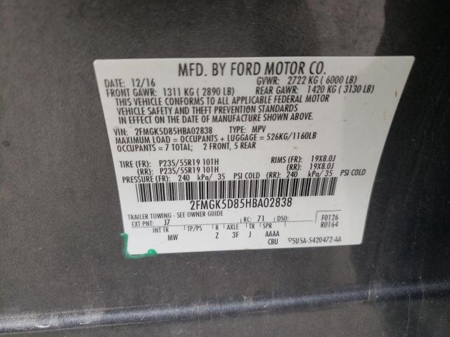 Photo 10 from auction – 2017 FORD FLEX LIMIT with VIN 2FMGK5D85HBA02838