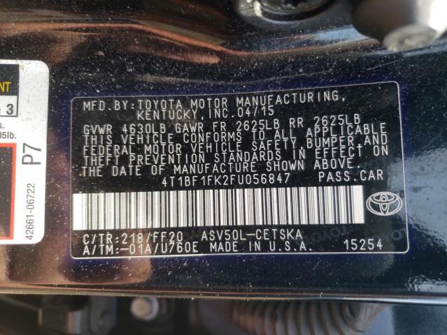 Photo 10 from auction – 2015 TOYOTA CAMRY LE with VIN 4T1BF1FK2FU056847