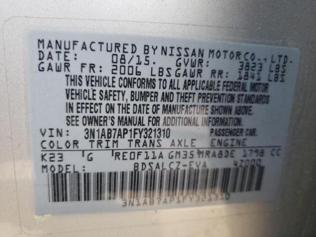 Photo 10 from auction – 2015 NISSAN SENTRA S with VIN 3N1AB7AP1FY321310