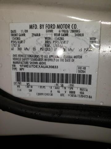 Photo 10 from auction – 2010 FORD EXPLORER X with VIN 1FMEU7DEXAUA30833