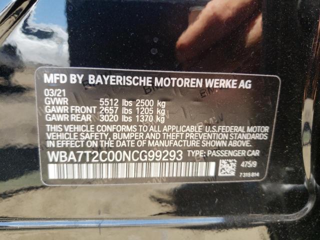 Photo 10 from auction – 2022 BMW 740 I with VIN WBA7T2C00NCG99293