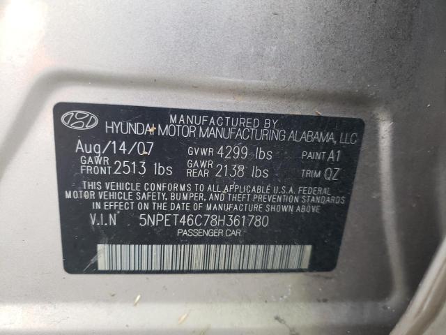 Photo 10 from auction – 2008 HYUNDAI SONATA GLS with VIN 5NPET46C78H361780