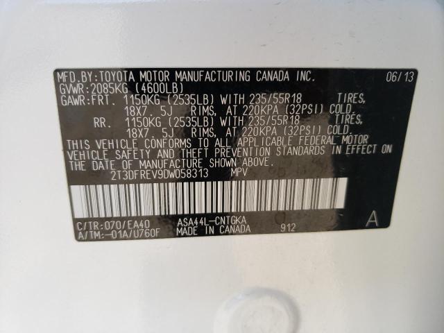 Photo 10 from auction – 2013 TOYOTA RAV4 LIMIT with VIN 2T3DFREV9DW058313