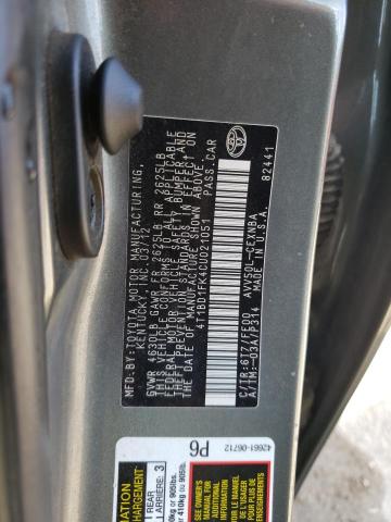 Photo 10 from auction – 2012 TOYOTA CAMRY HYBR with VIN 4T1BD1FK4CU021051