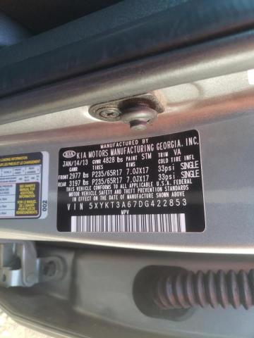 Photo 10 from auction – 2013 KIA SORENTO LX with VIN 5XYKT3A67DG422853