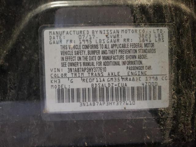 Photo 10 from auction – 2017 NISSAN SENTRA S with VIN 3N1AB7AP3HY377610