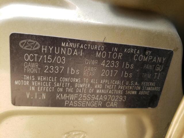 Photo 10 from auction – 2004 HYUNDAI SONATA GL with VIN KMHWF25S94A970293