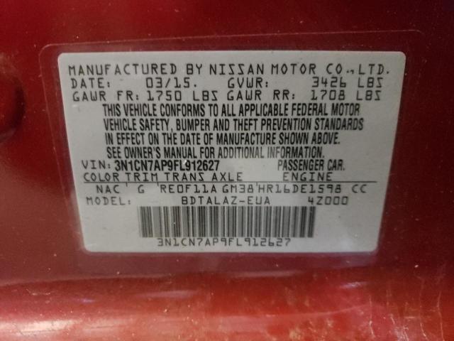 Photo 10 from auction – 2015 NISSAN VERSA S with VIN 3N1CN7AP9FL912627