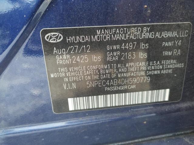 Photo 10 from auction – 2013 HYUNDAI SONATA SE with VIN 5NPEC4AB4DH590779