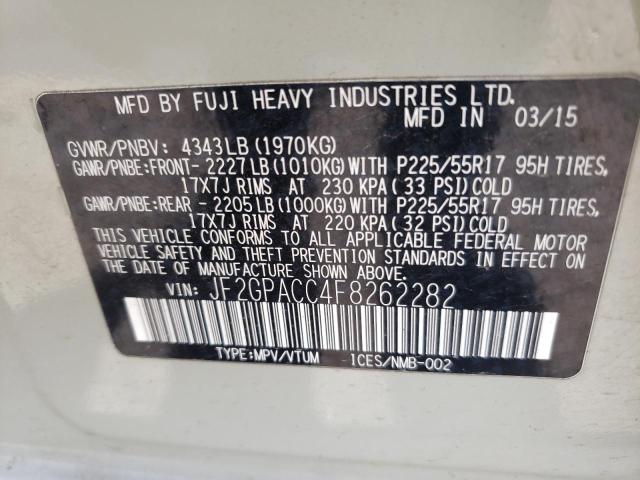 Photo 10 from auction – 2015 SUBARU XV CROSSTR with VIN JF2GPACC4F8262282