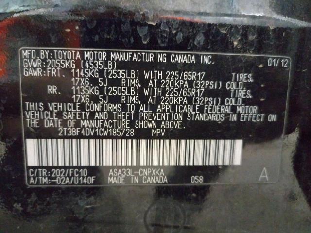Photo 10 from auction – 2012 TOYOTA RAV4 with VIN 2T3BF4DV1CW185728