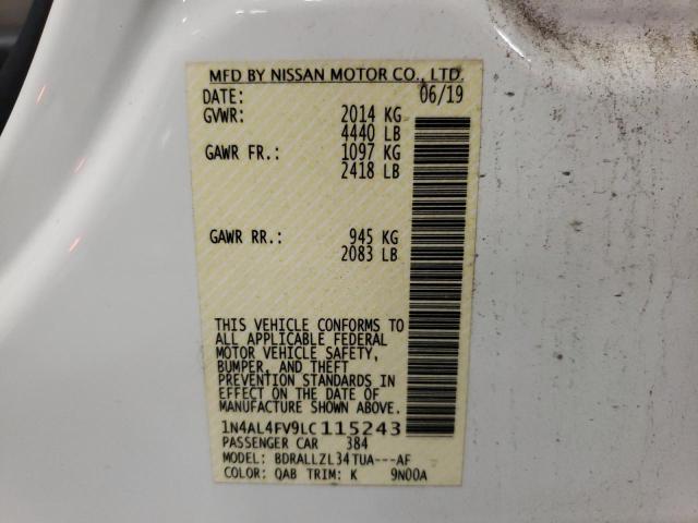 Photo 10 from auction – 2020 NISSAN ALTIMA PLA with VIN 1N4AL4FV9LC115243