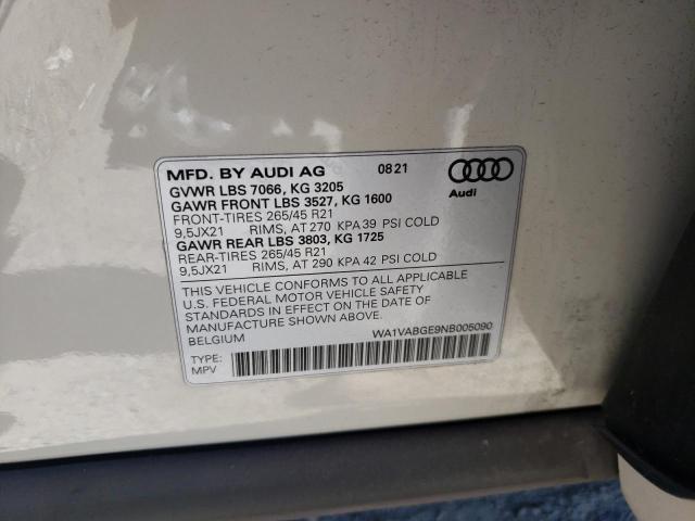Photo 10 from auction – 2022 AUDI E-TRON CHR with VIN WA1VABGE9NB005090