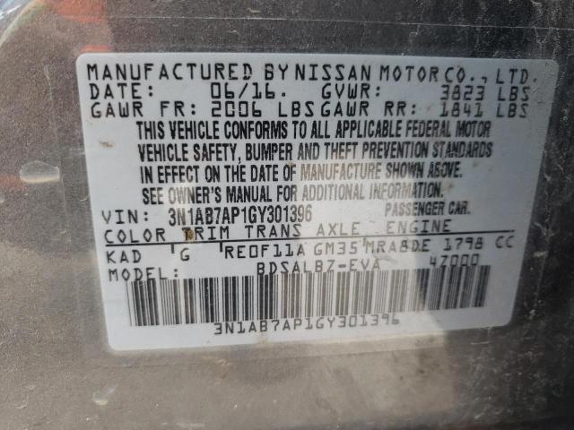 Photo 10 from auction – 2016 NISSAN SENTRA S with VIN 3N1AB7AP1GY301396