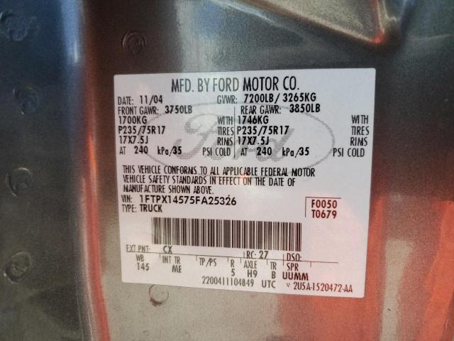 Photo 10 from auction – 2005 FORD F150 with VIN 1FTPX14575FA25326