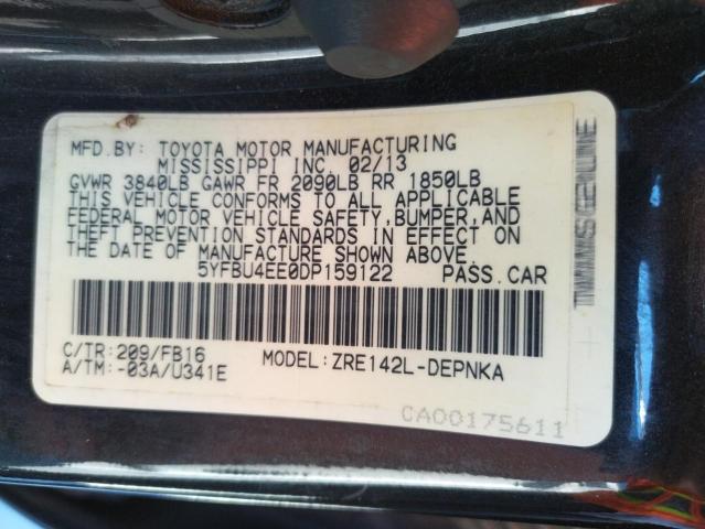 Photo 10 from auction – 2013 TOYOTA COROLLA L with VIN 5YFBU4EE0DP159122