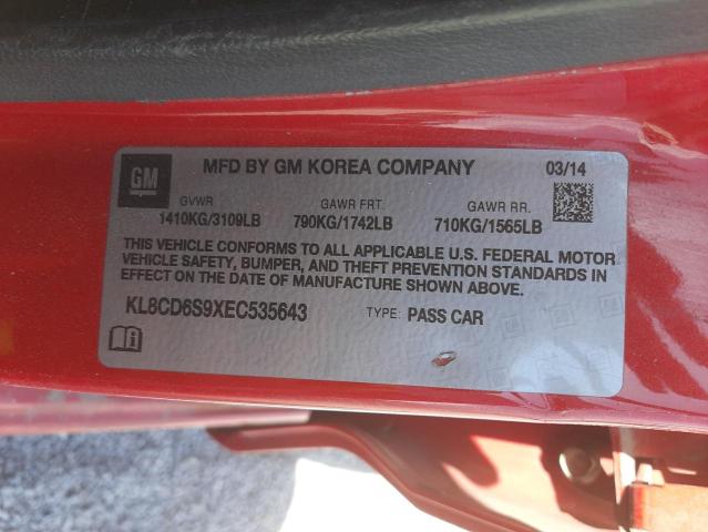 Foto 10 de la subasta – 2014 CHEVROLET SPARK 1LT con VIN KL8CD6S9XEC535643