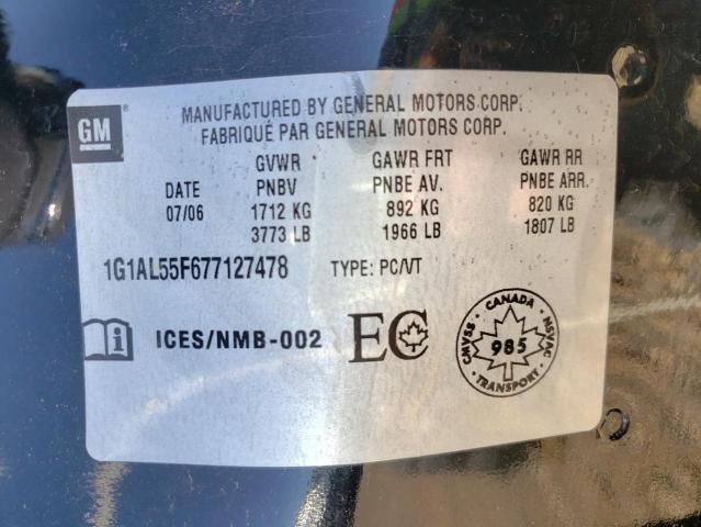 Photo 10 from auction – 2007 CHEVROLET COBALT LT with VIN 1G1AL55F677127478