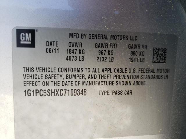 Photo 10 from auction – 2012 CHEVROLET CRUZE LS with VIN 1G1PC5SHXC7109348