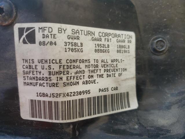 Photo 10 from auction – 2004 SATURN ION with VIN 1G8AJ52FX4Z230995