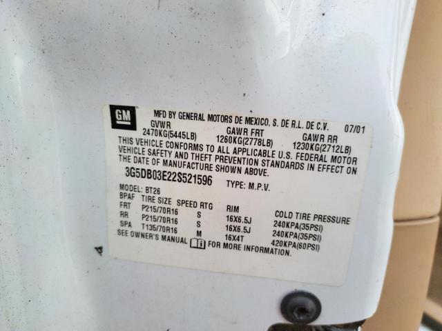 Photo 10 from auction – 2002 BUICK RENDEZVOUS with VIN 3G5DB03E22S521596