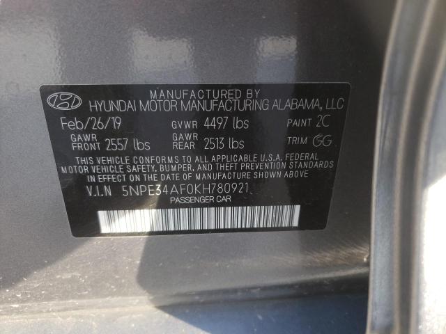Photo 10 from auction – 2019 HYUNDAI SONATA LIM with VIN 5NPE34AF0KH780921