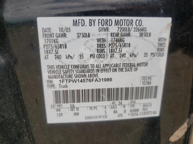 Photo 10 from auction – 2006 FORD F150 SUPER with VIN 1FTPW14576FA31986