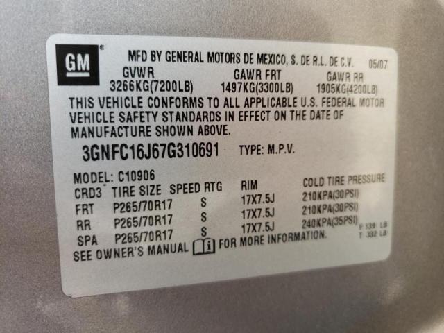 Photo 10 from auction – 2007 CHEVROLET SUBURBAN C with VIN 3GNFC16J67G310691