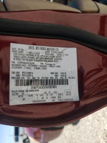 Photo 10 from auction – 2007 FORD TAURUS SEL with VIN 1FAFP56U57A182401