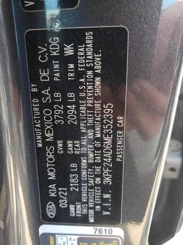 Photo 10 from auction – 2021 KIA FORTE FE with VIN 3KPF24AD6ME352395