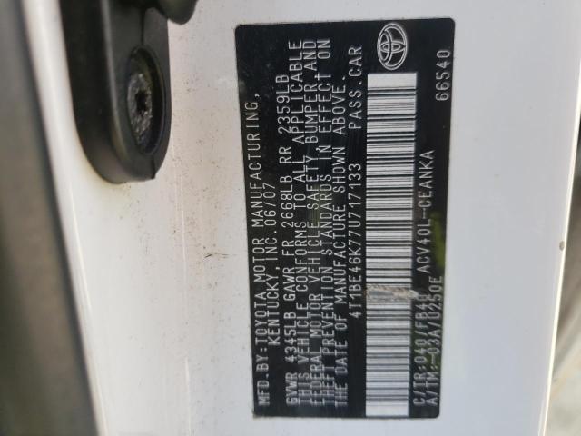Photo 10 from auction – 2007 TOYOTA CAMRY CE with VIN 4T1BE46K77U717133