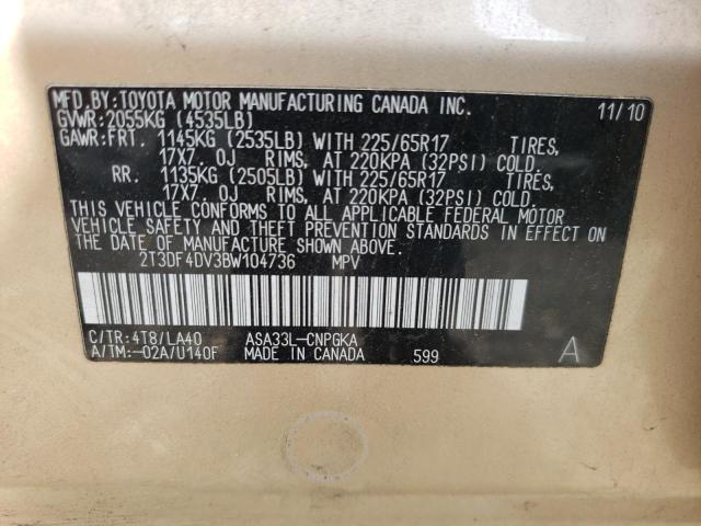 Photo 10 from auction – 2011 TOYOTA RAV4 LIMIT with VIN 2T3DF4DV3BW104736