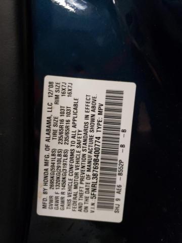 Photo 10 from auction – 2009 HONDA ODYSSEY EX with VIN 5FNRL38769B400774
