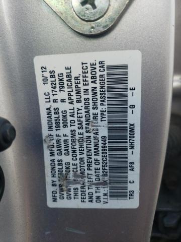 Foto 10 de la subasta – 2012 HONDA CIVIC LX con VIN 19XFB2F52CE099449