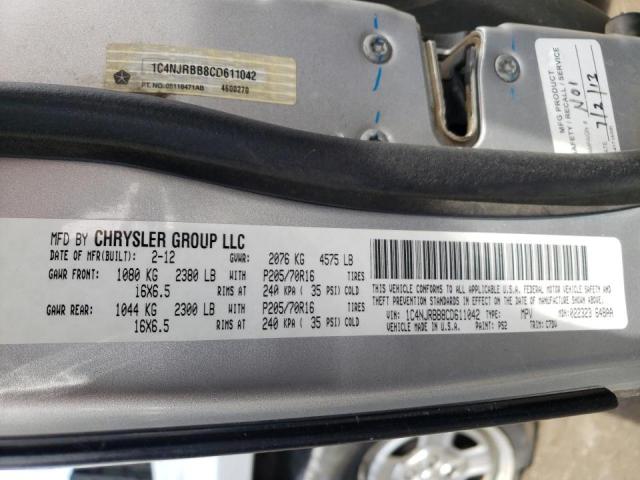 Photo 10 from auction – 2012 JEEP PATRIOT SP with VIN 1C4NJRBB8CD611042