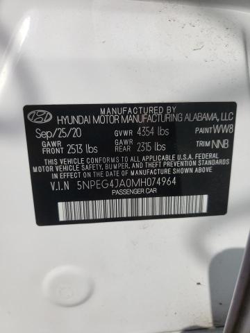Photo 10 from auction – 2021 HYUNDAI SONATA SE with VIN 5NPEG4JA0MH074964