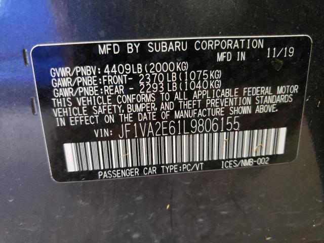 Photo 10 from auction – 2020 SUBARU WRX STI with VIN JF1VA2E61L9806155