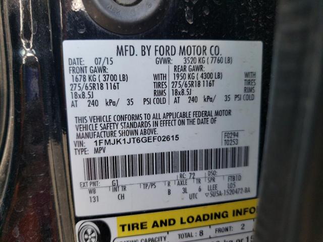 Photo 10 from auction – 2016 FORD EXPEDITION with VIN 1FMJK1JT6GEF02615