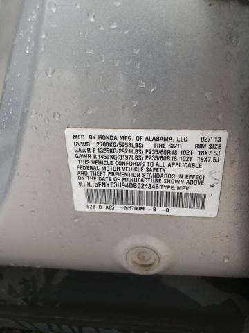 Photo 10 from auction – 2013 HONDA PILOT TOUR with VIN 5FNYF3H94DB024346