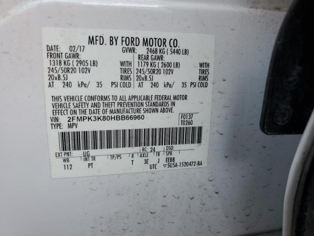 Photo 10 from auction – 2017 FORD EDGE TITAN with VIN 2FMPK3K80HBB66960
